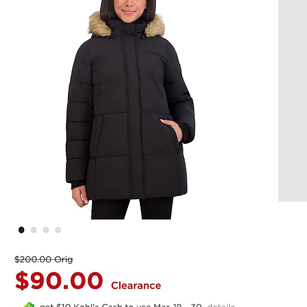 Zero exposure jacket black w black faux fur collar super warm